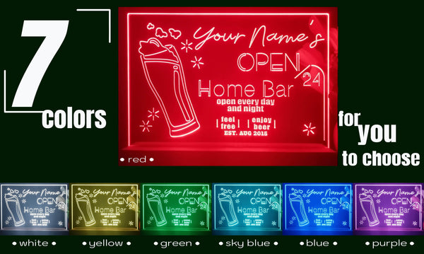 ADVPRO Home Bar Open 24 Hours Personalized Tabletop LED neon sign st5-p0007-tm