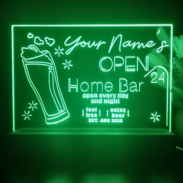 ADVPRO Home Bar Open 24 Hours Personalized Tabletop LED neon sign st5-p0007-tm - Green