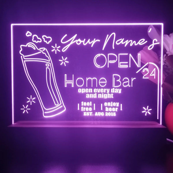 ADVPRO Home Bar Open 24 Hours Personalized Tabletop LED neon sign st5-p0007-tm - Purple