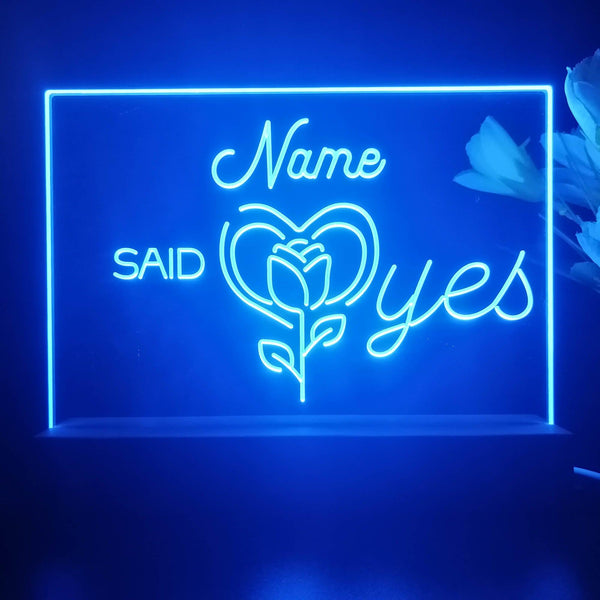 ADVPRO Said Yes with Rose Personalized Tabletop LED neon sign st5-p0008-tm - Blue