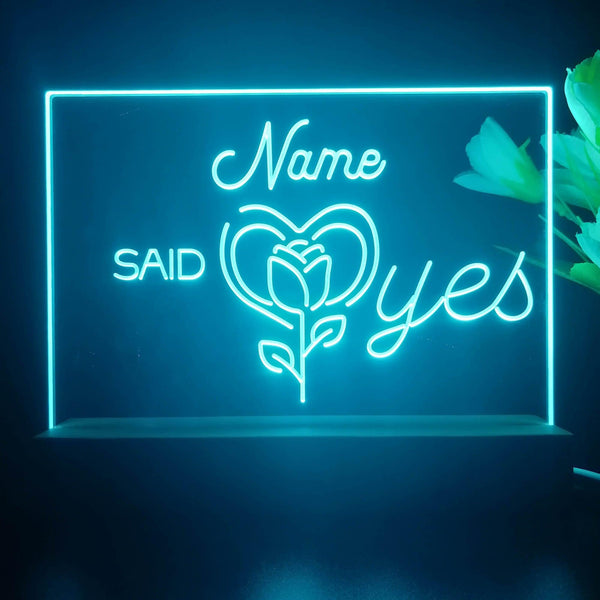 ADVPRO Said Yes with Rose Personalized Tabletop LED neon sign st5-p0008-tm - Sky Blue