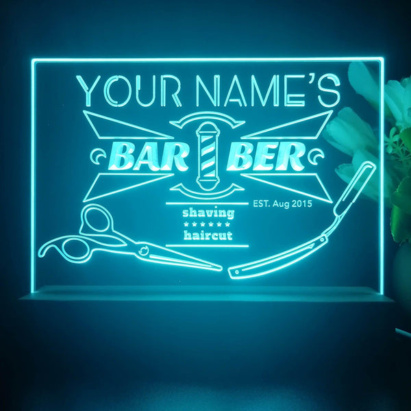 ADVPRO Barber Shop_04 Big Barber Logo Personalized Tabletop LED neon sign st5-p0013-tm - Sky Blue