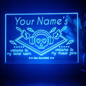 ADVPRO Band Room_Skull with headphone Personalized Tabletop LED neon sign st5-p0015-tm - Blue