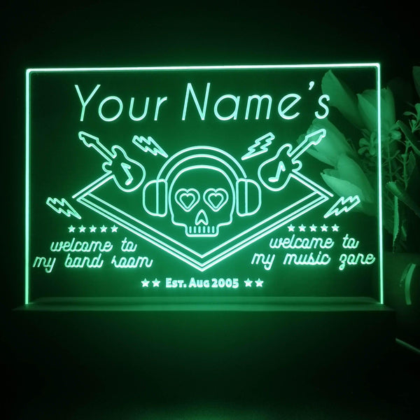 ADVPRO Band Room_Skull with headphone Personalized Tabletop LED neon sign st5-p0015-tm - Green