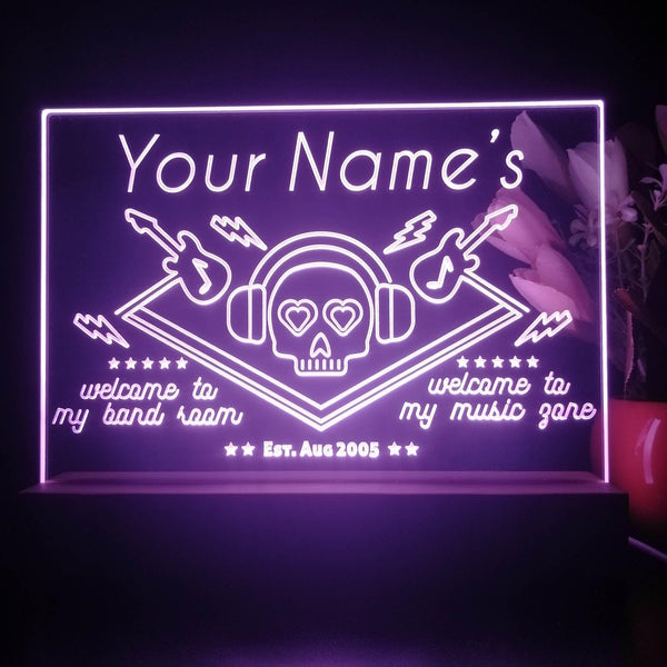 ADVPRO Band Room_Skull with headphone Personalized Tabletop LED neon sign st5-p0015-tm - Purple