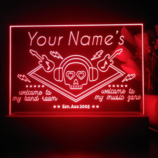 ADVPRO Band Room_Skull with headphone Personalized Tabletop LED neon sign st5-p0015-tm - Red