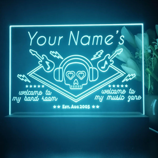 ADVPRO Band Room_Skull with headphone Personalized Tabletop LED neon sign st5-p0015-tm - Sky Blue