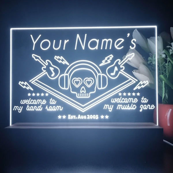 ADVPRO Band Room_Skull with headphone Personalized Tabletop LED neon sign st5-p0015-tm - White