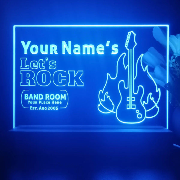 ADVPRO Band room_guitar with fire Personalized Tabletop LED neon sign st5-p0016-tm - Blue