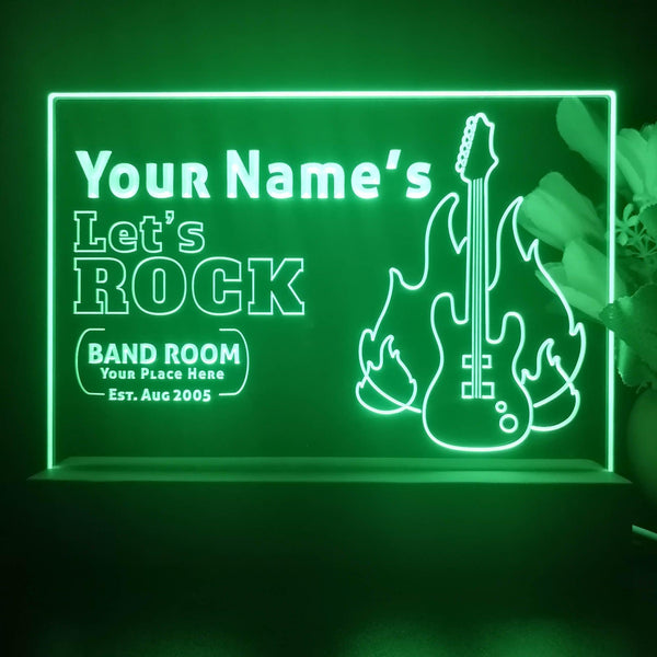 ADVPRO Band room_guitar with fire Personalized Tabletop LED neon sign st5-p0016-tm - Green