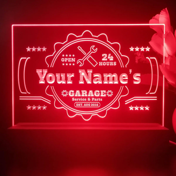 ADVPRO Garage_Tool icon with open 24 hours Personalized Tabletop LED neon sign st5-p0018-tm - Red