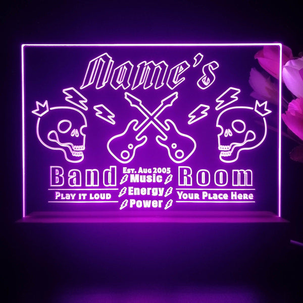 ADVPRO Band Room Skull with flashing guitar icons Personalized Tabletop LED neon sign st5-p0026-tm - Purple