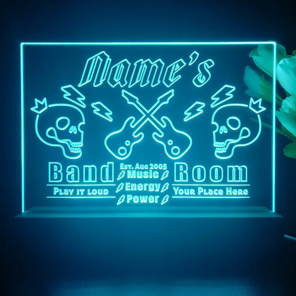 ADVPRO Band Room Skull with flashing guitar icons Personalized Tabletop LED neon sign st5-p0026-tm - Sky Blue