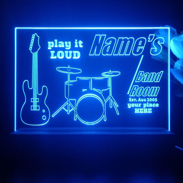 ADVPRO Band Room Drum with guitar Personalized Tabletop LED neon sign st5-p0028-tm - Blue