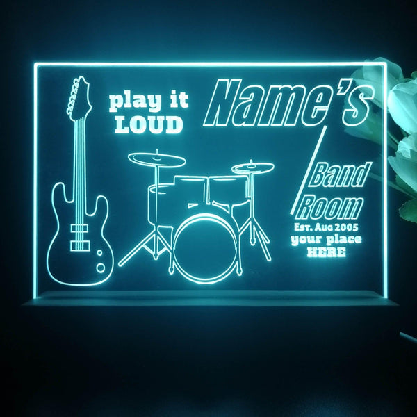 ADVPRO Band Room Drum with guitar Personalized Tabletop LED neon sign st5-p0028-tm - Sky Blue