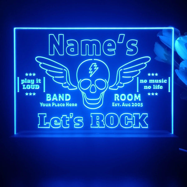 ADVPRO Band Room Skull with Wing Personalized Tabletop LED neon sign st5-p0029-tm - Blue