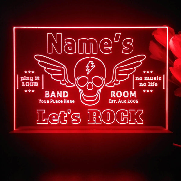 ADVPRO Band Room Skull with Wing Personalized Tabletop LED neon sign st5-p0029-tm - Red