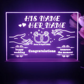 ADVPRO Happy Wedding Two hands with Ring Personalized Tabletop LED neon sign st5-p0030-tm - Purple