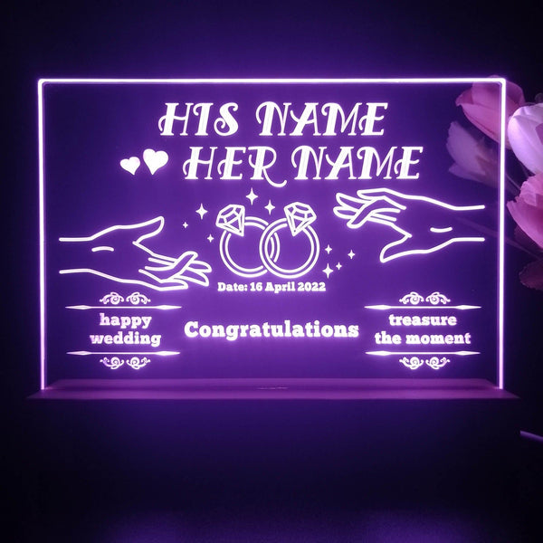 ADVPRO Happy Wedding Two hands with Ring Personalized Tabletop LED neon sign st5-p0030-tm - Purple
