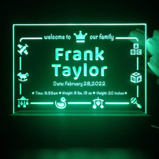 ADVPRO Welcome to our family with baby name Personalized Tabletop LED neon sign st5-p0041-tm - Green