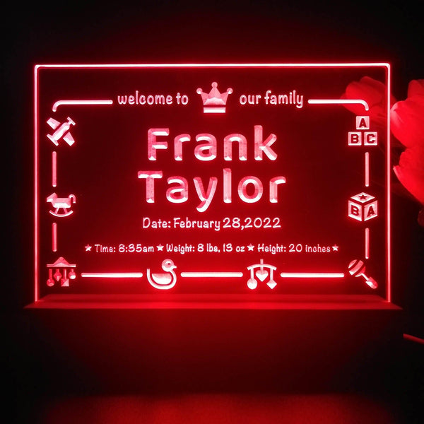 ADVPRO Welcome to our family with baby name Personalized Tabletop LED neon sign st5-p0041-tm - Red
