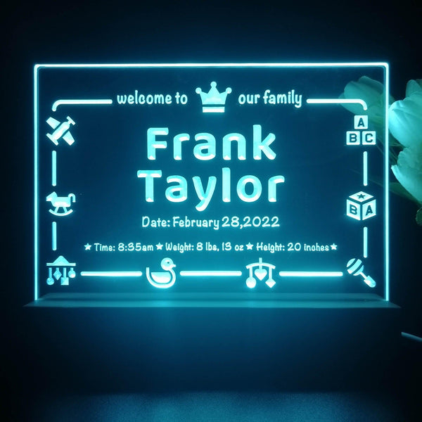 ADVPRO Welcome to our family with baby name Personalized Tabletop LED neon sign st5-p0041-tm - Sky Blue
