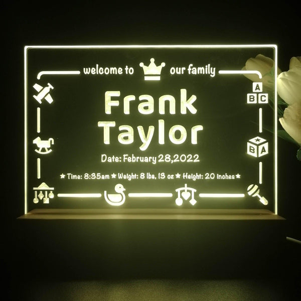 ADVPRO Welcome to our family with baby name Personalized Tabletop LED neon sign st5-p0041-tm - Yellow