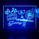 ADVPRO Happy Birthday – boy theme racing car with flag icons B Personalized Tabletop LED neon sign st5-p0043-tm - Blue