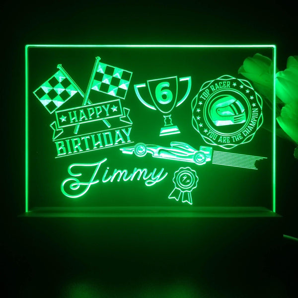 ADVPRO Happy Birthday – boy theme racing car with flag icons B Personalized Tabletop LED neon sign st5-p0043-tm - Green