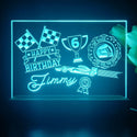 ADVPRO Happy Birthday – boy theme racing car with flag icons B Personalized Tabletop LED neon sign st5-p0043-tm - Sky Blue