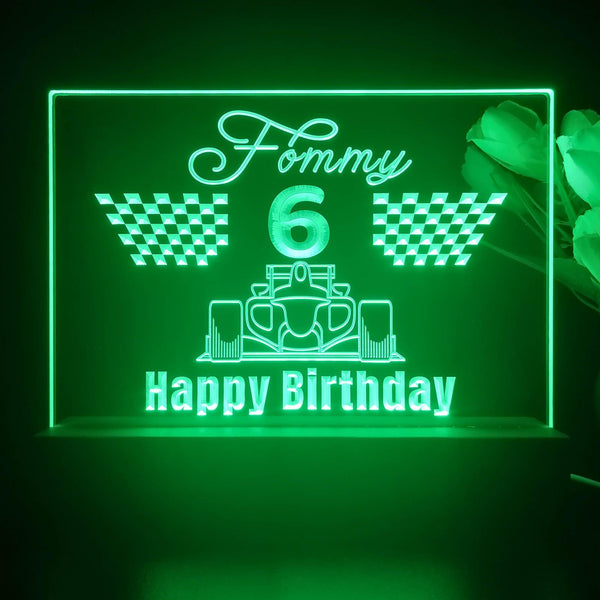 ADVPRO Happy Birthday – boy theme with big racing car at front Personalized Tabletop LED neon sign st5-p0044-tm - Green