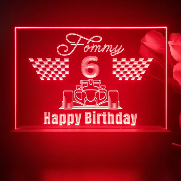ADVPRO Happy Birthday – boy theme with big racing car at front Personalized Tabletop LED neon sign st5-p0044-tm - Red