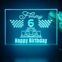 ADVPRO Happy Birthday – boy theme with big racing car at front Personalized Tabletop LED neon sign st5-p0044-tm - Sky Blue