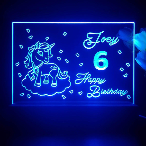 ADVPRO Happy Birthday – Girl theme unicorn Personalized Tabletop LED neon sign st5-p0046-tm - Blue