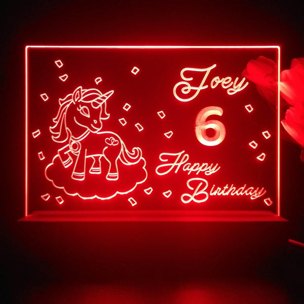 ADVPRO Happy Birthday – Girl theme unicorn Personalized Tabletop LED neon sign st5-p0046-tm - Red