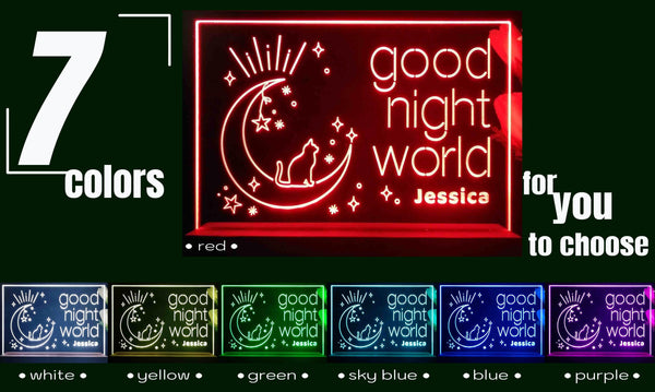 ADVPRO Good night world with cat Personalized Tabletop LED neon sign st5-p0049-tm