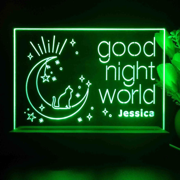 ADVPRO Good night world with cat Personalized Tabletop LED neon sign st5-p0049-tm - Green