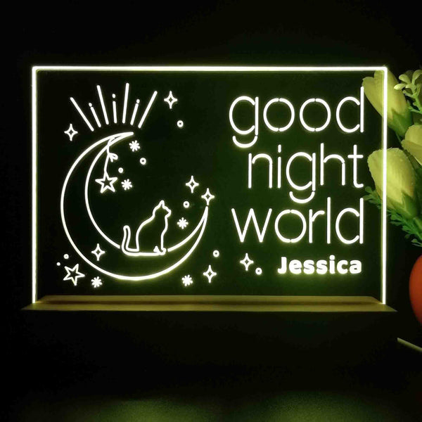 ADVPRO Good night world with cat Personalized Tabletop LED neon sign st5-p0049-tm - Yellow