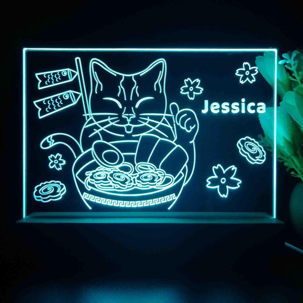 ADVPRO Japan noodle with cat Personalized Tabletop LED neon sign st5-p0050-tm - Sky Blue