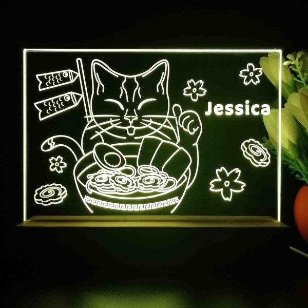 ADVPRO Japan noodle with cat Personalized Tabletop LED neon sign st5-p0050-tm - Yellow