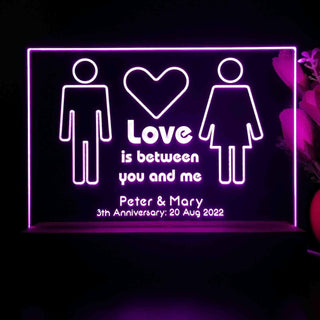 ADVPRO love is between you and me Personalized Tabletop LED neon sign st5-p0052-tm - Purple