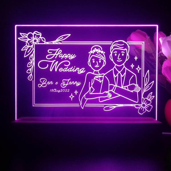 ADVPRO Happy wedding Personalized Tabletop LED neon sign st5-p0056-tm - Purple