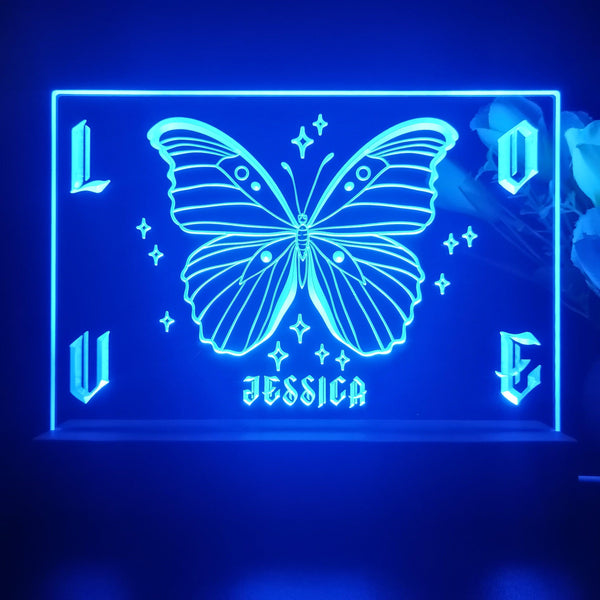 ADVPRO Butterfly with wording LOVE Personalized Tabletop LED neon sign st5-p0059-tm - Blue