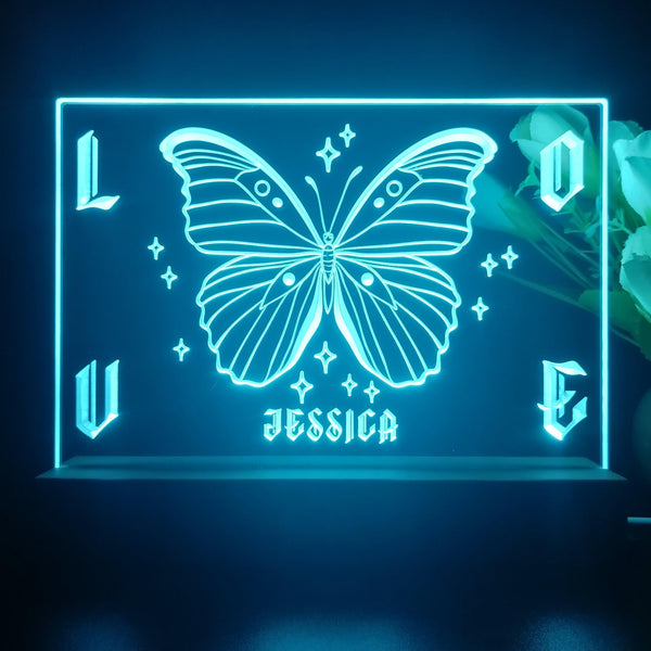 ADVPRO Butterfly with wording LOVE Personalized Tabletop LED neon sign st5-p0059-tm - Sky Blue