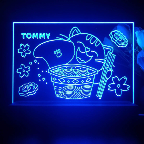 ADVPRO Japanese cup noodle with cat Personalized Tabletop LED neon sign st5-p0061-tm - Blue
