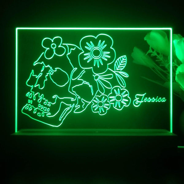 ADVPRO Skull head with flower Personalized Tabletop LED neon sign st5-p0062-tm - Green