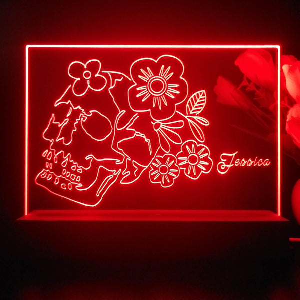 ADVPRO Skull head with flower Personalized Tabletop LED neon sign st5-p0062-tm - Red