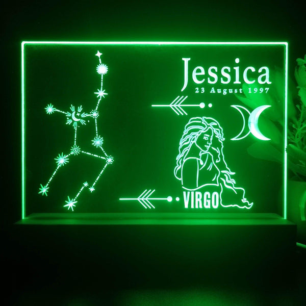 ADVPRO Zodiac Virgo – Name & birthday Personalized Tabletop LED neon sign st5-p0067-tm - Green