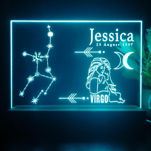 ADVPRO Zodiac Virgo – Name & birthday Personalized Tabletop LED neon sign st5-p0067-tm - Sky Blue