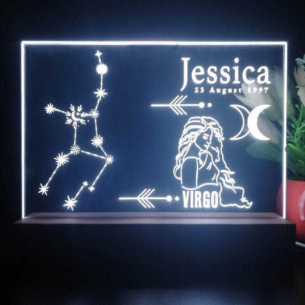 ADVPRO Zodiac Virgo – Name & birthday Personalized Tabletop LED neon sign st5-p0067-tm - White